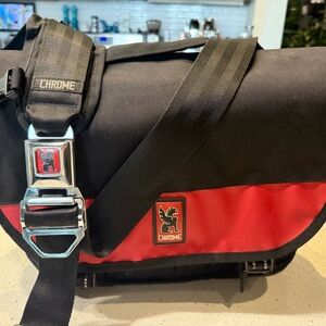 Chrome Black and Red Messenger Bag